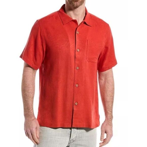 Tommy Bahama Tropic Isles Silk Camp Shirt Men's Size Medium Red - Picture 1 of 8